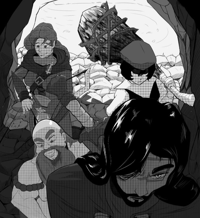 4 people entering a cave